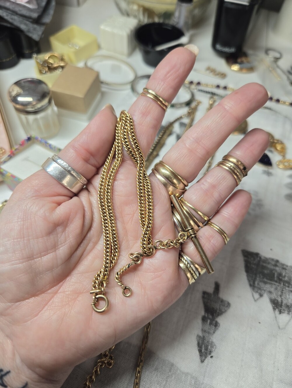 Victorian Gold Gold Watch Chain Necklace - Elegant Women's Jewelry